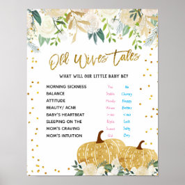 Vita Pumpkin Gamla Wives Tales Gender Reveal Poste Poster