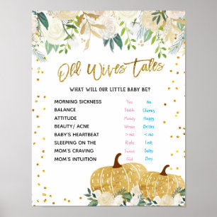 Vita Pumpkin Gamla Wives Tales Gender Reveal Poste Poster