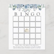 Vita Pumpkin- och Blue Blommigt Baby Bingo-spelkor