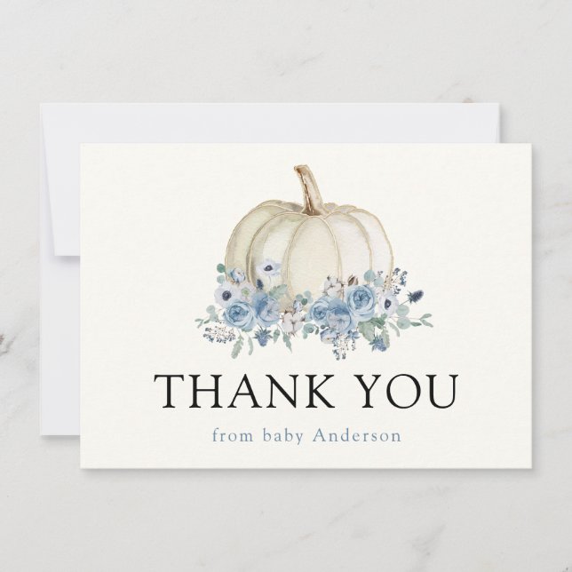 Vita Pumpkin- och Blue Blommigt-Tack (Framsida)