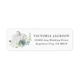 Vita Pumpkin Succulent Fall Chic Bröllop Adress Returadress Etikett