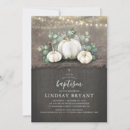 Vita Pumpkins Rustic Land Fall Baptism Inbjudningar