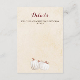 Vita pumpor faller skörd bröllop tilläggskort