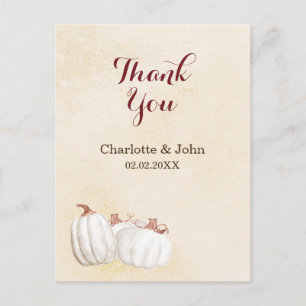 vita pumpor höstskörd bröllop tack vykort