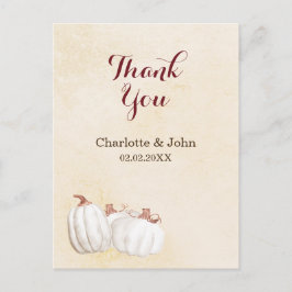 vita pumpor höstskörd bröllop tack vykort