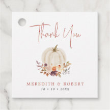 Vita pumpor och blommor Bröllop Tack