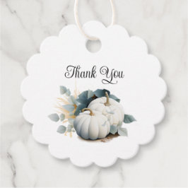 Vita pumpor och eukalyptus Höst Tack Gåvor Etiketter