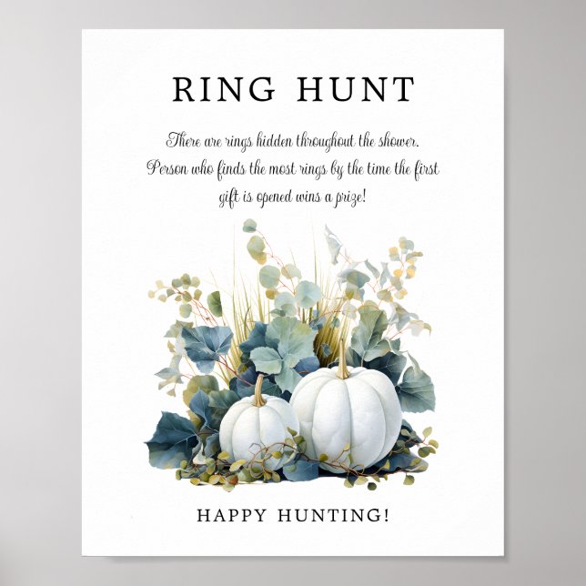 Vita pumpor och grönt Ring Hunt Möhippa Poster (Framsidan)