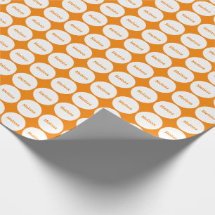 Vita punkter Mönster vid Orange med Namn Presentpapper