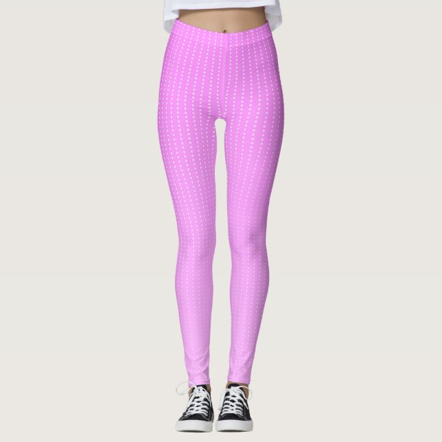Vita punkter rosa mönster leggings (Framsida)