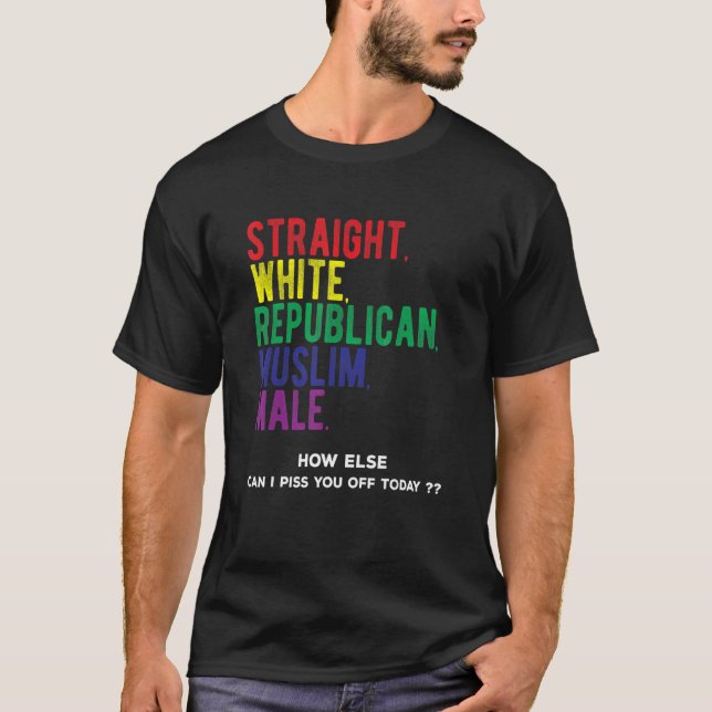 Vita Raka republikanska muslimska manliga republik T Shirt (Framsida)