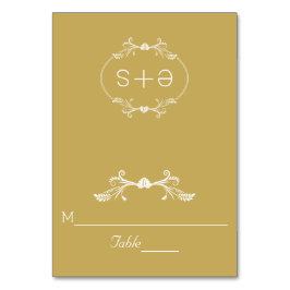 Vita ram, eskort för initialer bröllop guld bordsnummer