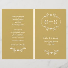 Vita ram, initialer, guld-bröllopsprogrammet med v