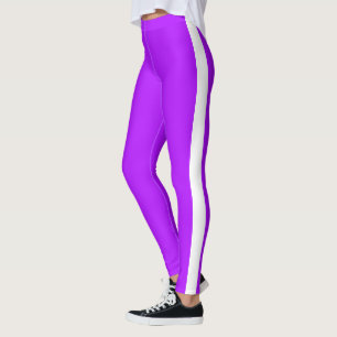 Vita Rand Lila Leggings - Anpassningsbar Färg