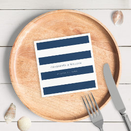 Vita Rand och redigerbart Färg Nautiskt Bröllop Pappersservett