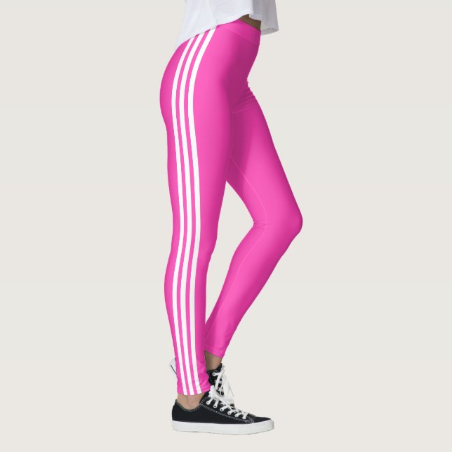Vita Rand Rosa Leggings Anpassningsbar Färg (Höger)
