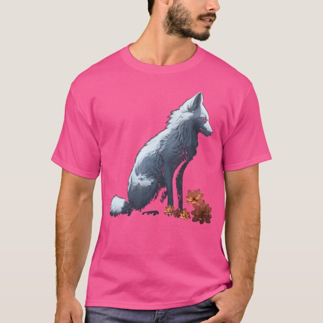 Vita rävblommor Art Djurräv T Shirt (Framsida)