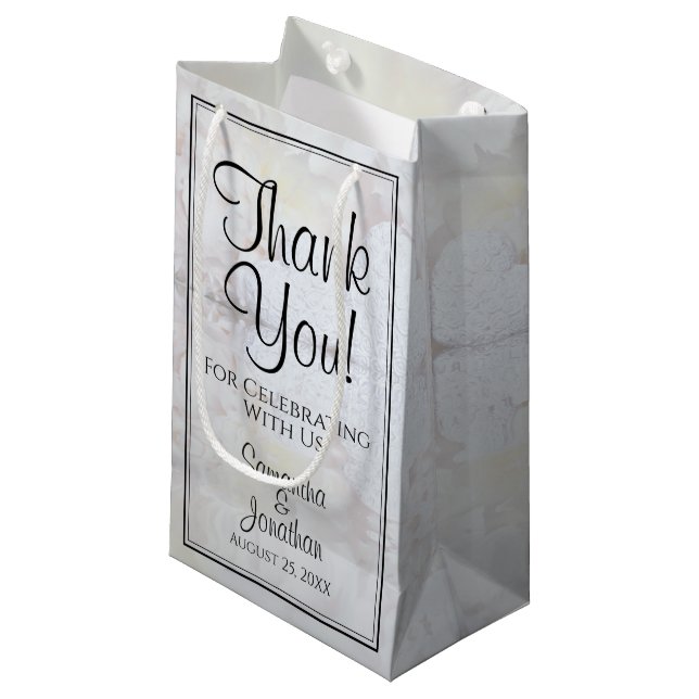 Vita reflektioner Bröllop Tack Gift Bag liten (Framsidan Vinklad)