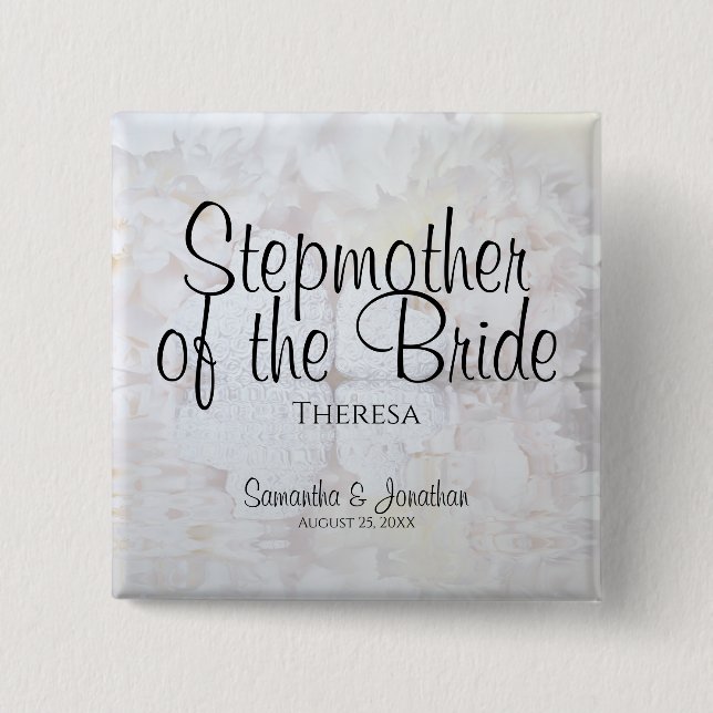 Vita reflektioner Stepmor till Bride Nametag Knapp (Framsida)