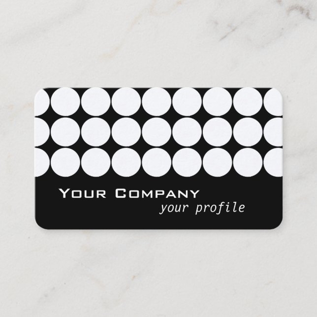 vita reflexpunkter i svart visitkort (Framsida)