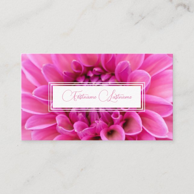Vita rektanglar med floristisk rosa visitkort (Framsida)