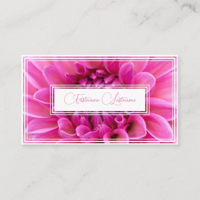 Vita rektanglar med floristisk rosa visitkort (Framsida)