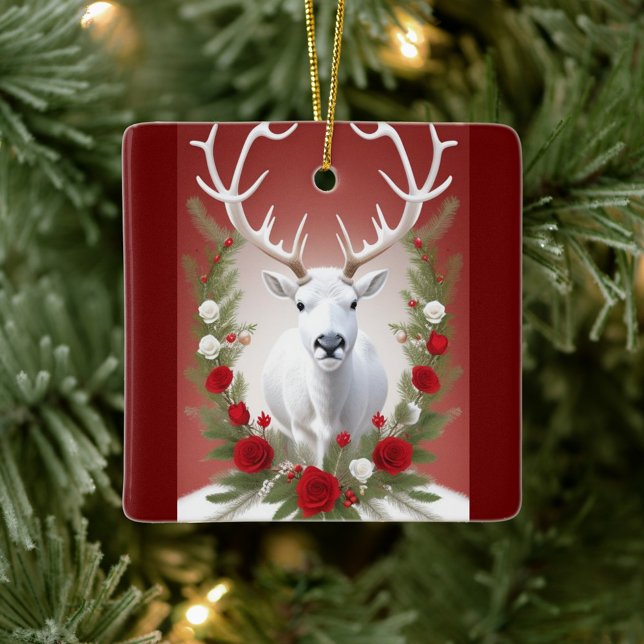 Vita renar julgransprydnad keramik (White Reindeer Christmas Tree  
Decoration!)