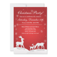 Vita renar och Snöflingor Julfest Inbjudan