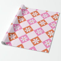 Vita Retro-blommor på Orange- och Rosa-diamanter