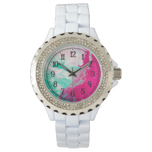 Vita Rhinestone-programmet för kvinnor Armbandsur