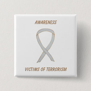 Vita "Ribbon Pin" - Offer för terrorismens medveta Knapp