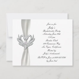 Vita Ribbon Silver Svan Bachelorette Party Inbjuda Inbjudningar