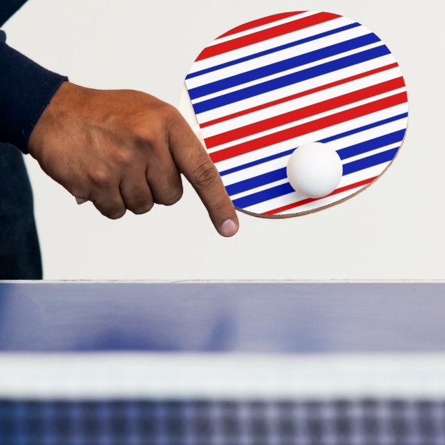 Vita röda blåa ränder Mönster Pingisracket (Insitu)