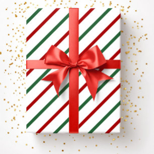 Vita röda Grönten, jul, Rand Mönster Presentpapper