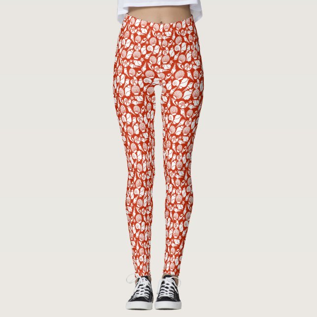 Vita Röda havets sjömil Mönster Leggings (Framsida)