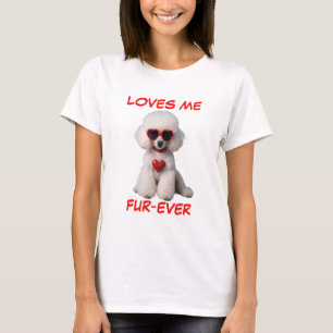 Vita, röda, hjärtformade solglasögon i Pudel T Shirt