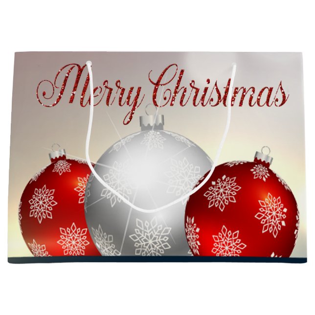 Vita röda julen Bollar Snöflingor (Framsidan)