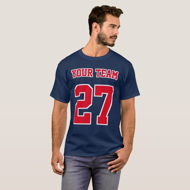 Vita röda konturer i sportteamet Namn T Shirt (Hel framsida)