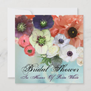 VITA RÖDA ROSOR OCH ANEMONE BLOMMOR BRUDSHOWER INBJUDNINGAR
