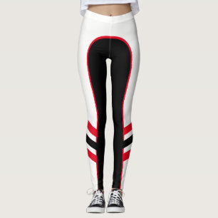 Vita/röda/svarta sidbindemedel leggings