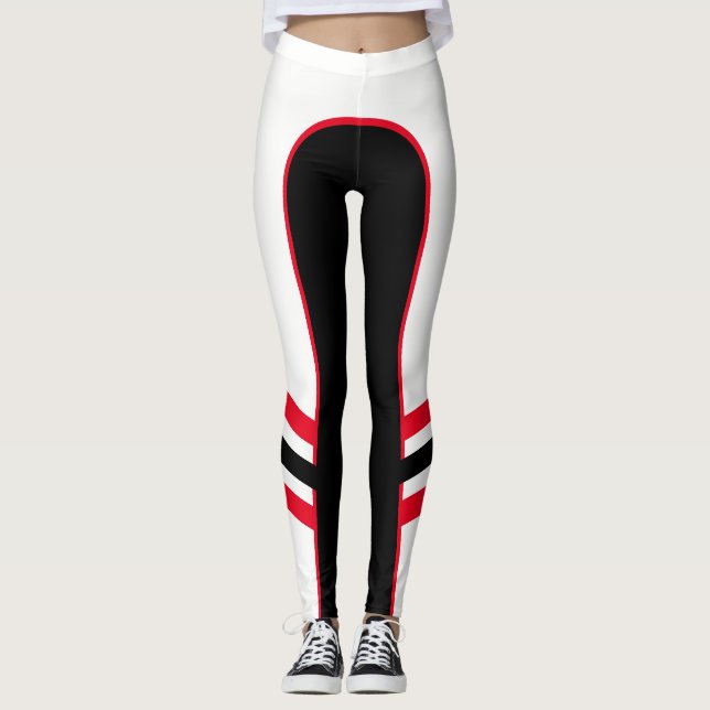 Vita/röda/svarta sidbindemedel leggings (Framsida)