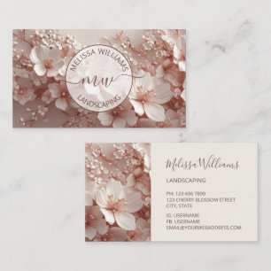 Vita rodnad 3D blommor Logo initialer Visitkort