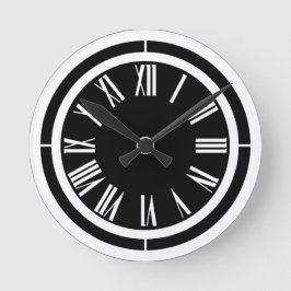 Vita romerska siffror på Black Wall Clock Rund Klocka