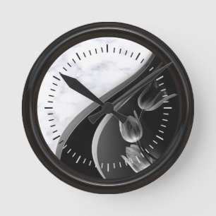 Vita rörformade Abstrakter Rund Klocka