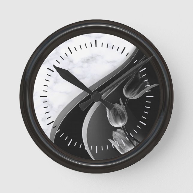 Vita rörformade Abstrakter Rund Klocka (Framsida)