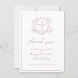 Vita Rosa-baptism - enkelt Blommigt - tackkort Inbjudningar