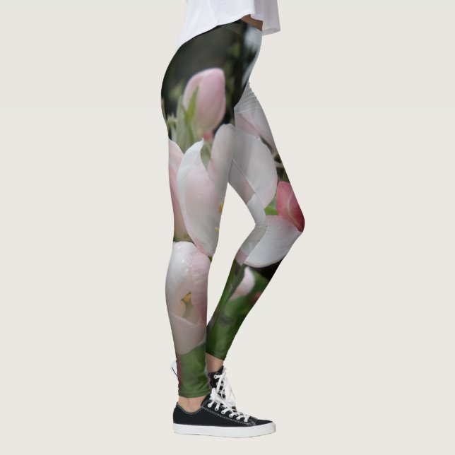Vita/Rosa Blombalkar Leggings (Höger)
