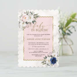 Vita Rosa Blue Blommigt Twillingar Guld Baby i Blo Inbjudningar
