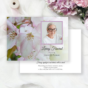 Vita Rosa Crab Apple Flowers Living Funeral Party Inbjudningar