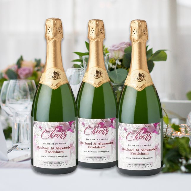 Vita Rosa-etiketter för mousserande champagne (Skapare uppladdad)